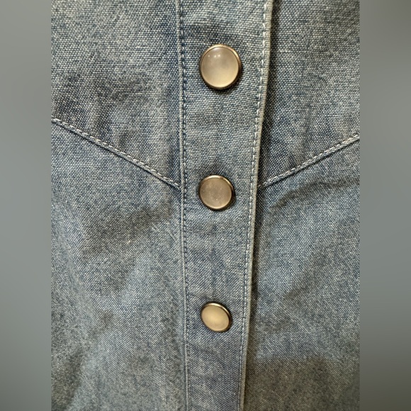 Ralph Lauren Vintage Chambray Maxi Skirt Women 4 petite Pearl Snap equestrian - Picture 7 of 12